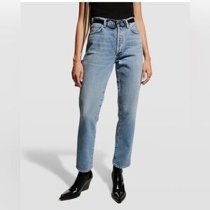 Goldsign Women's Blue The Harper Straight-Leg Jeans Pants Size 32 x 29.5”